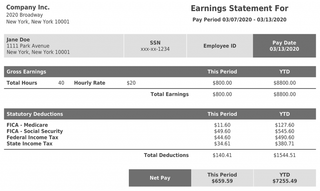 Alternate Paystub Template