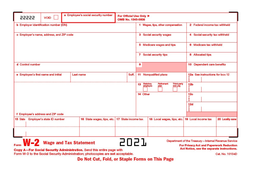 Form W-2 2021 Edition